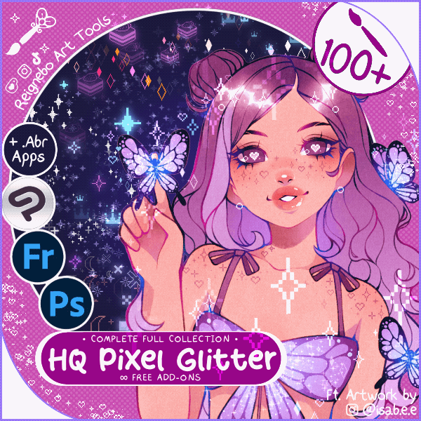 HQ Pixel Glitter Brushes ✦ Photoshop, +