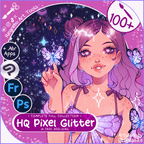 HQ Pixel Glitter Brushes ✦ Photoshop, +