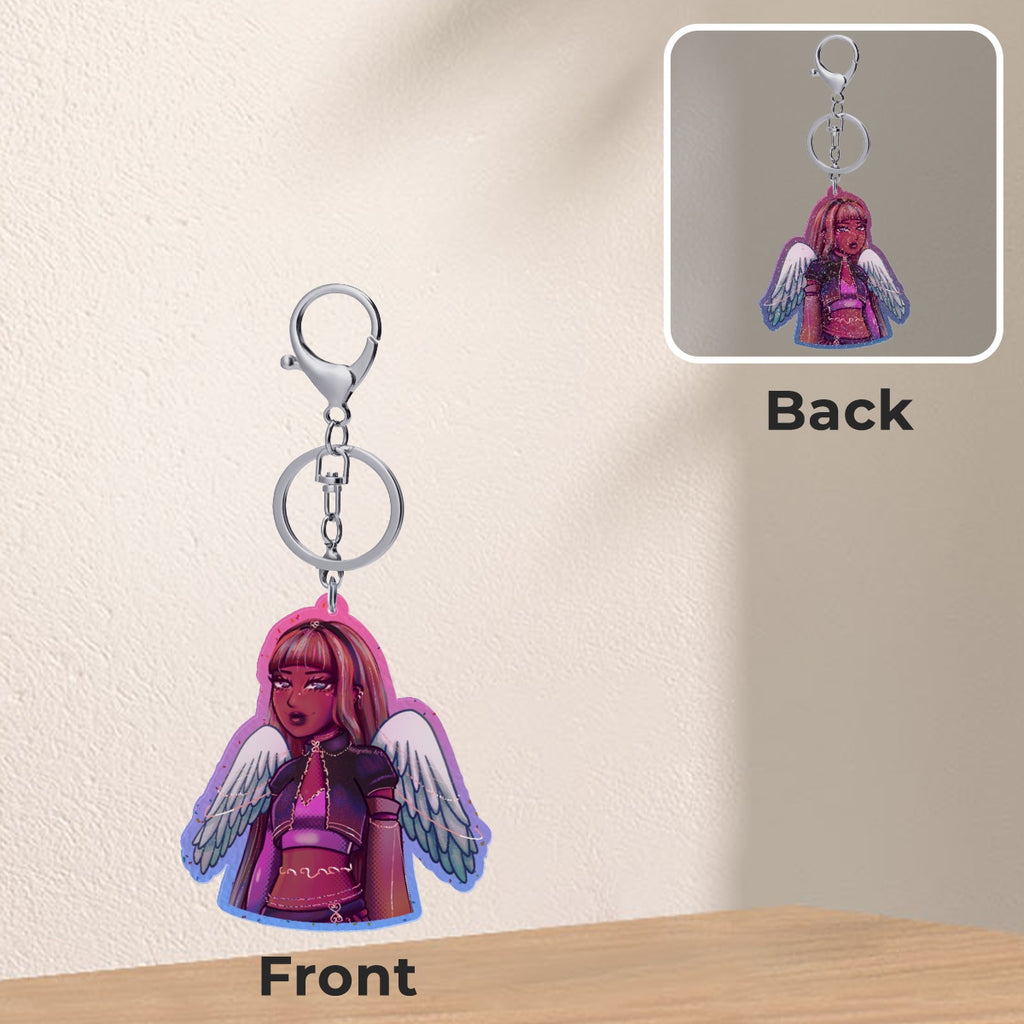 Divine Magenta Angel Glitter Charm ✧