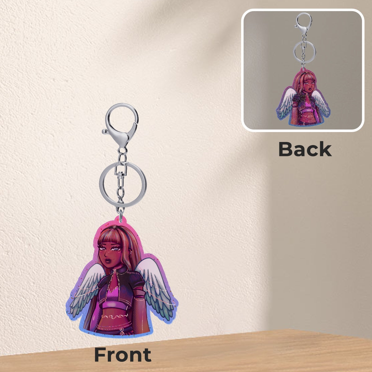 Divine Magenta Angel Glitter Charm ✧