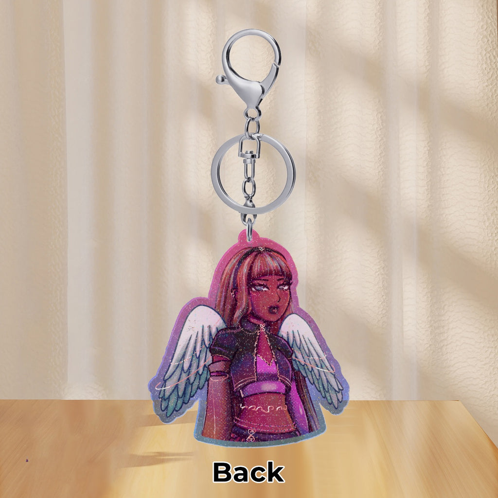 Divine Magenta Angel Glitter Charm ✧