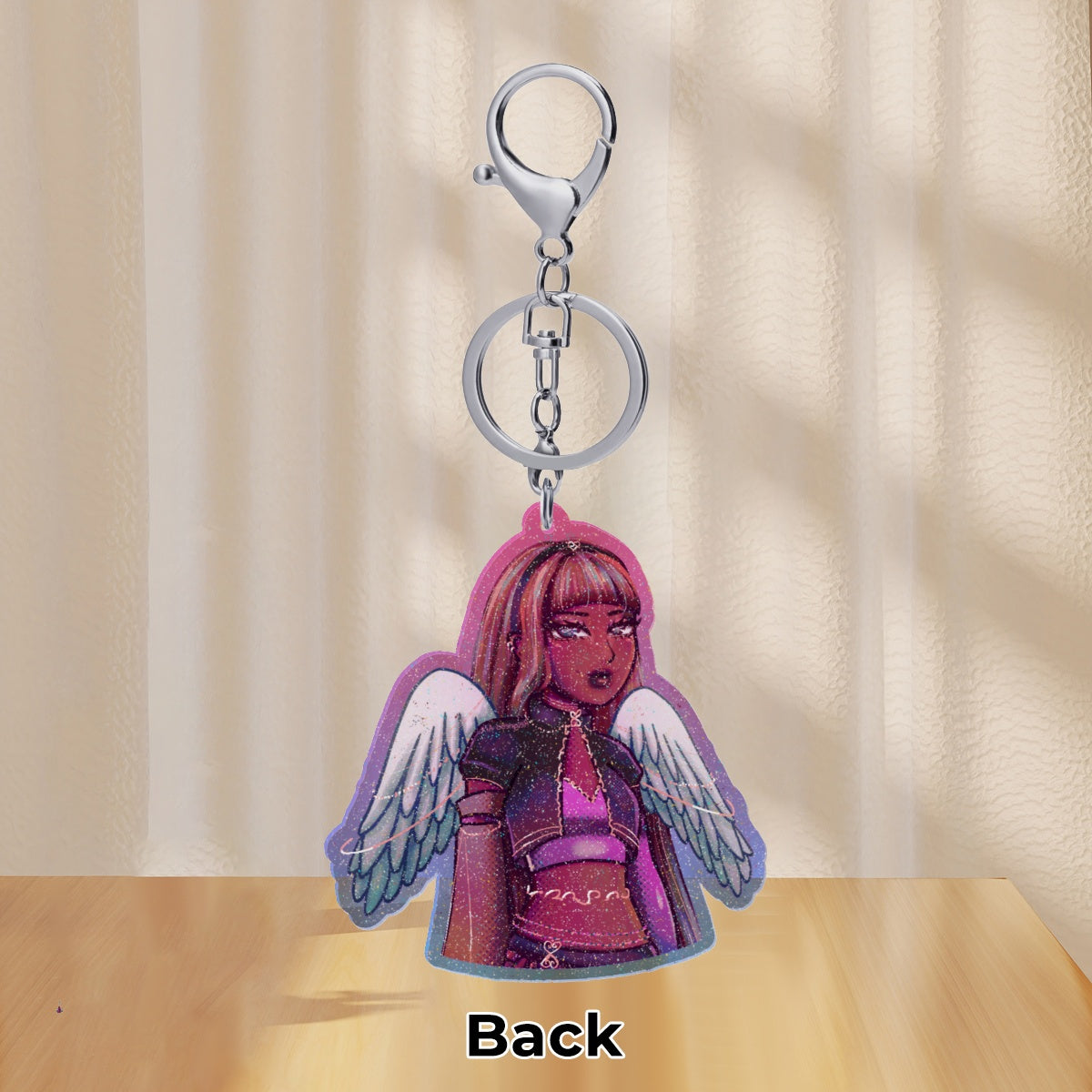 Divine Magenta Angel Glitter Charm ✧