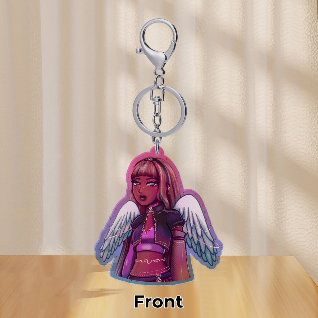 Divine Magenta Angel Glitter Charm ✧