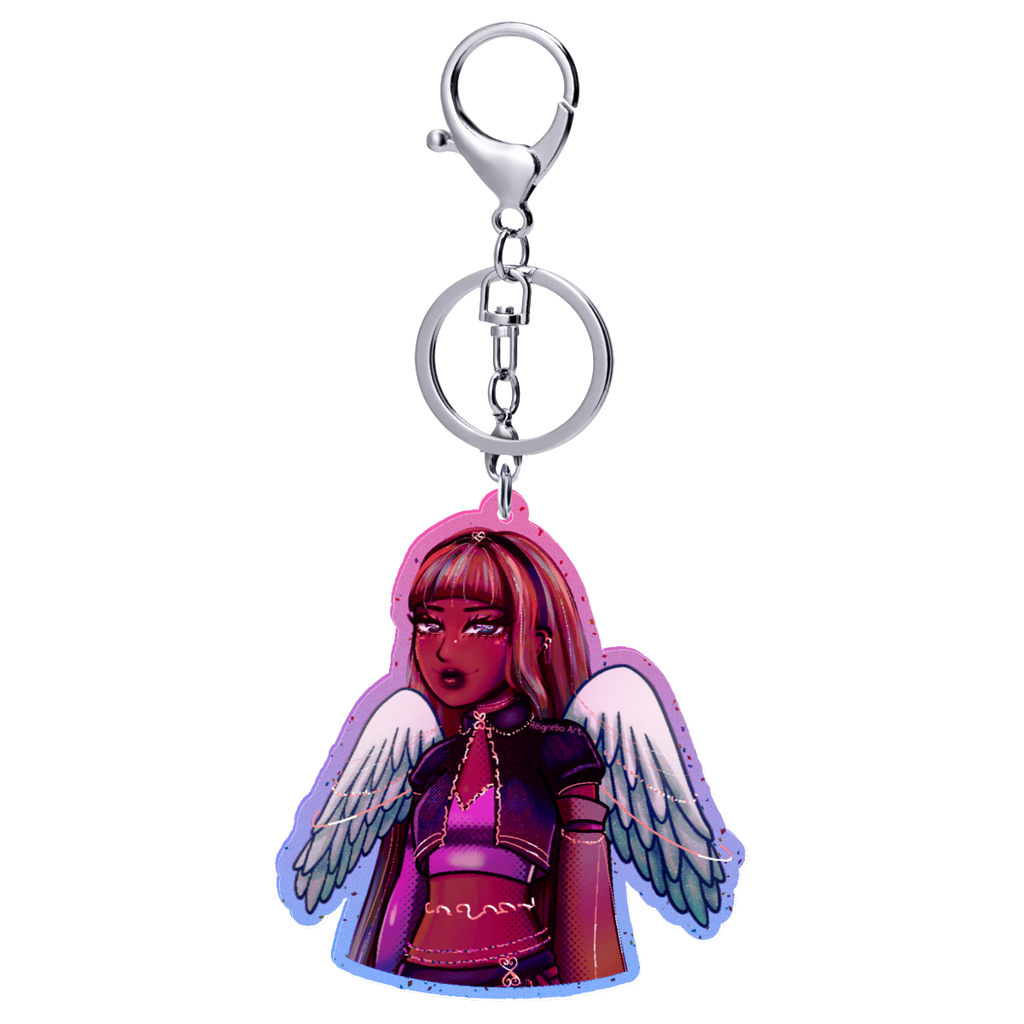 Divine Magenta Angel Glitter Charm ✧