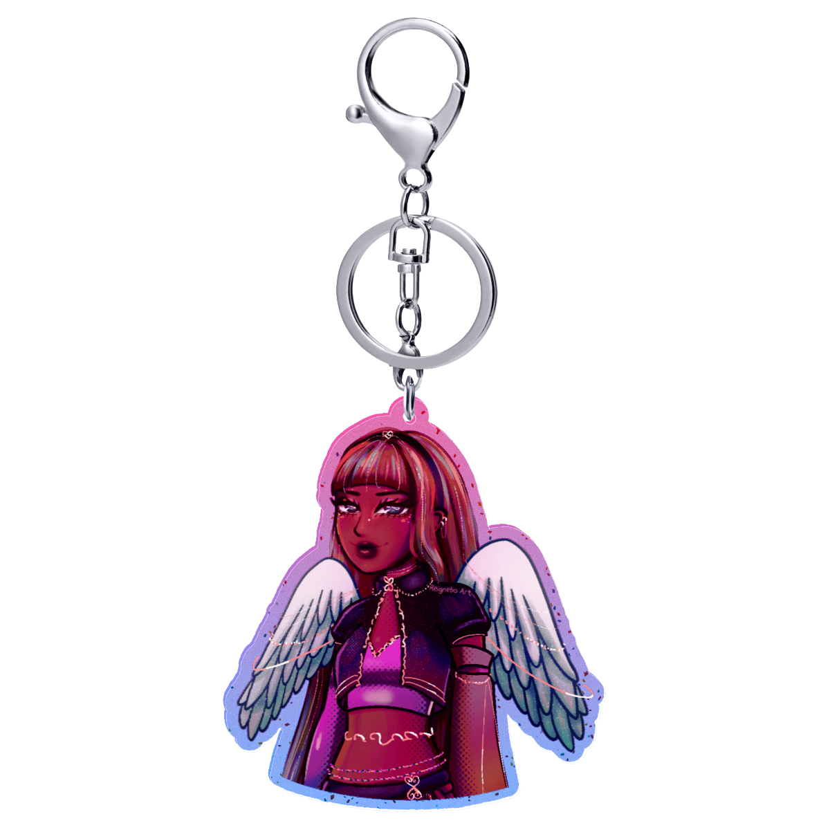 Divine Magenta Angel Glitter Charm ✧