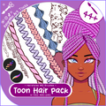 Toon Outline Hair Brushes, Braids, Curls, Locs & Coils • Procreate