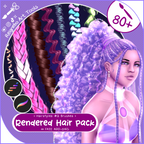 Rendered Hair Brushes, Braids, Curls, Locs & Coils • Procreate