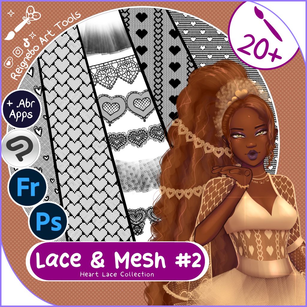 Lace & Mesh Brushes #2 ❤︎⁠ Photoshop, +