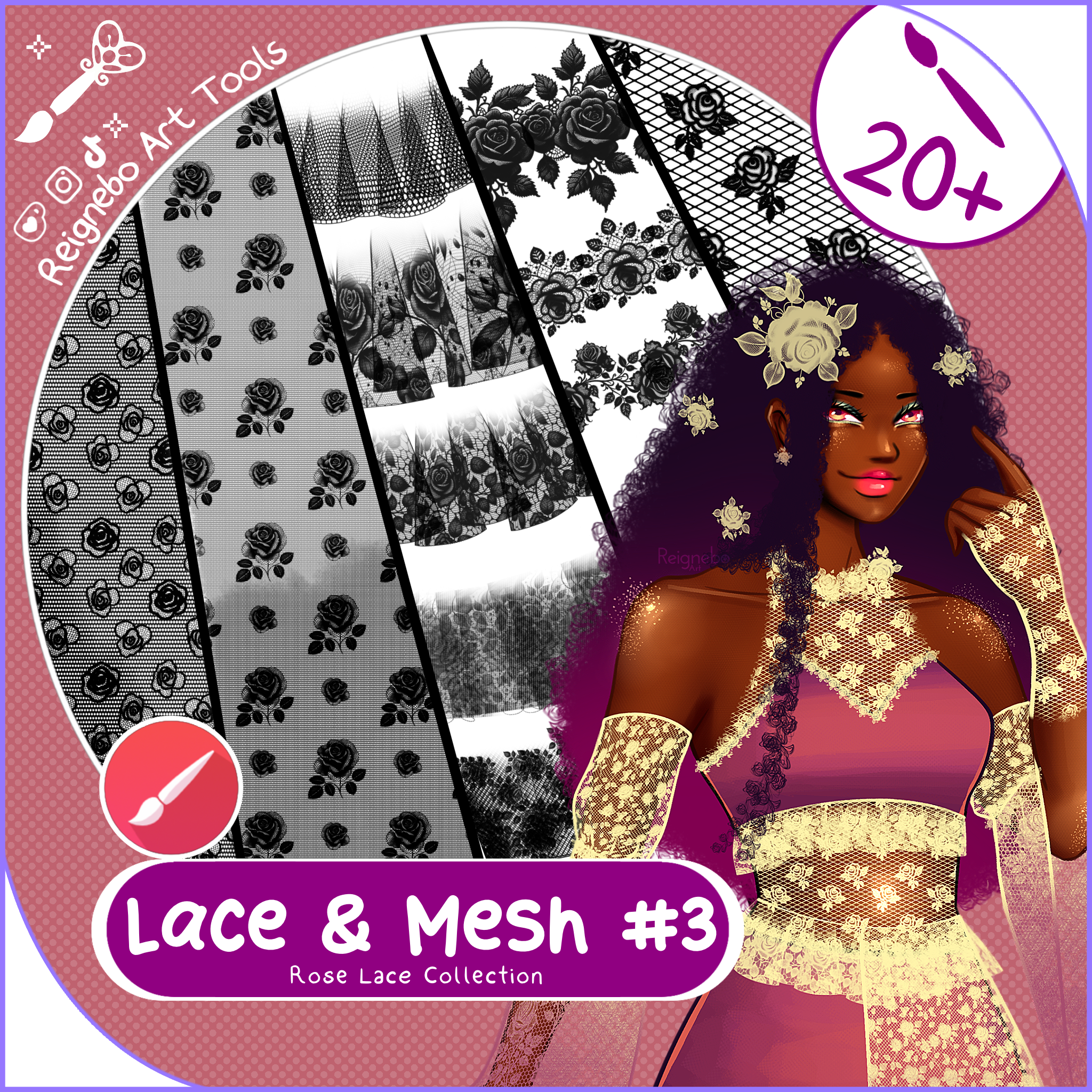 Lace & Mesh Brushes #3  ၴႅၴ ⁠Infinite Painter