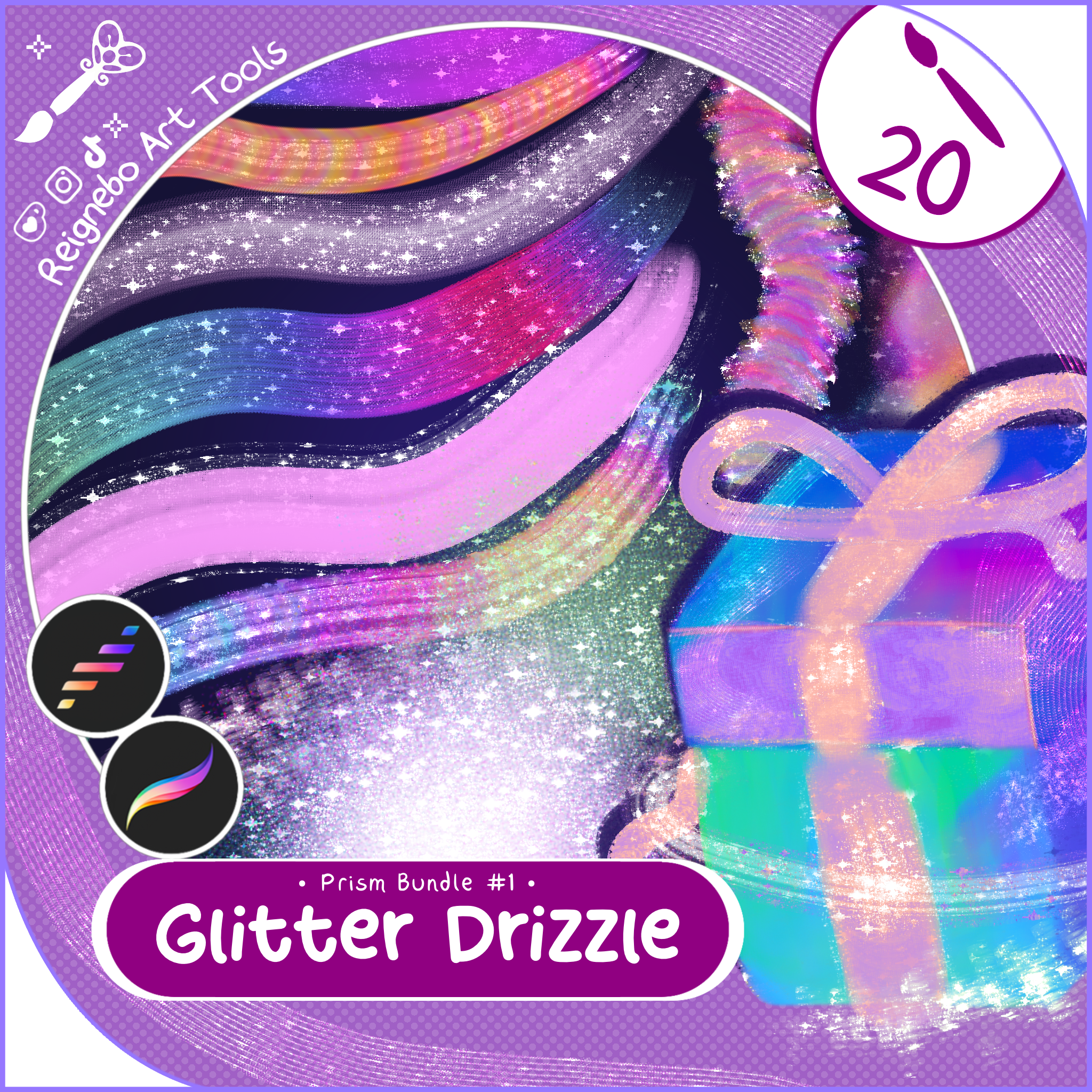Glitter Chalk & Unique Original Shimmer Watercolor Brushes! • Procreate