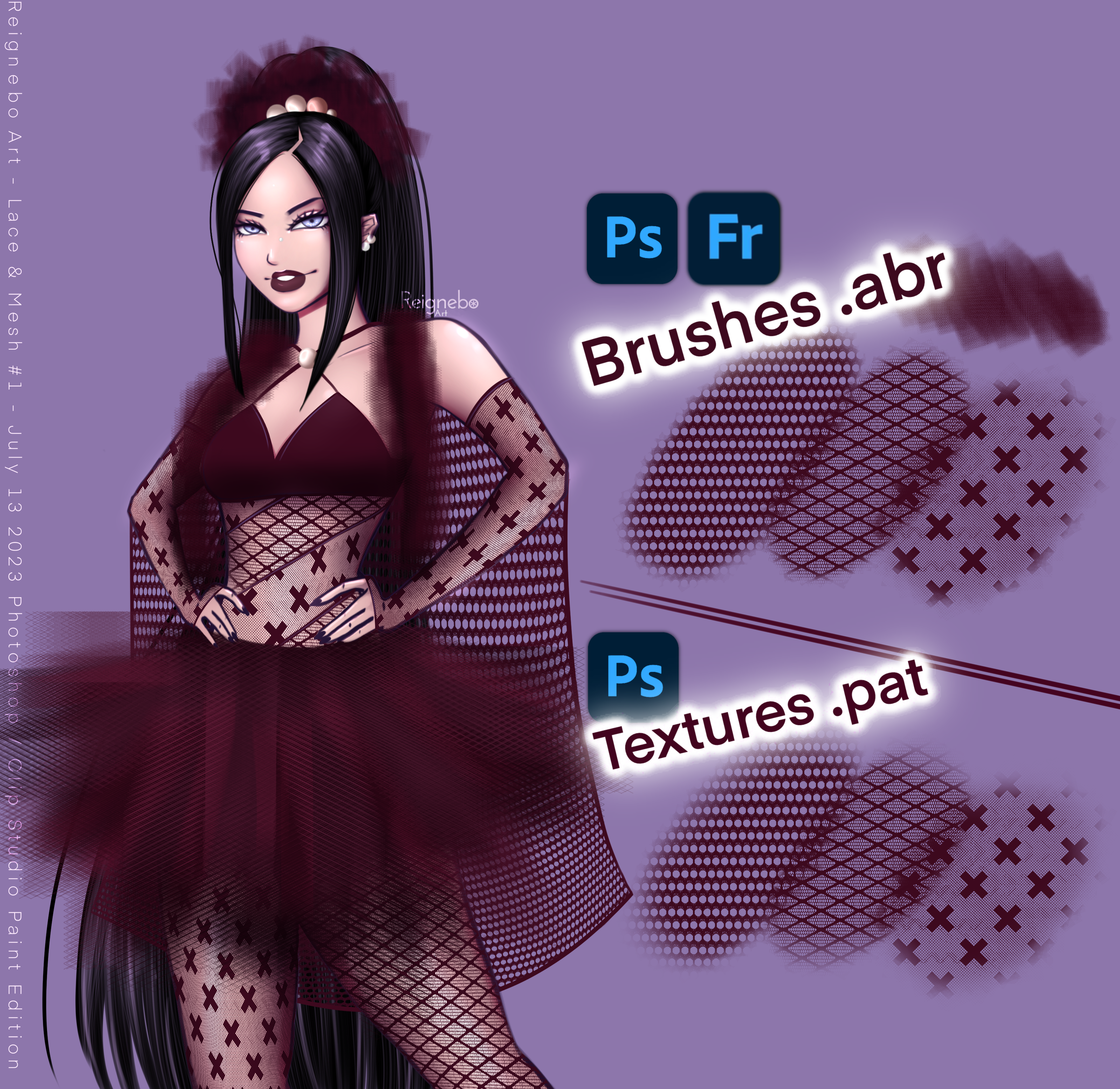 Lace & Mesh Brushes #1 • Photoshop, +