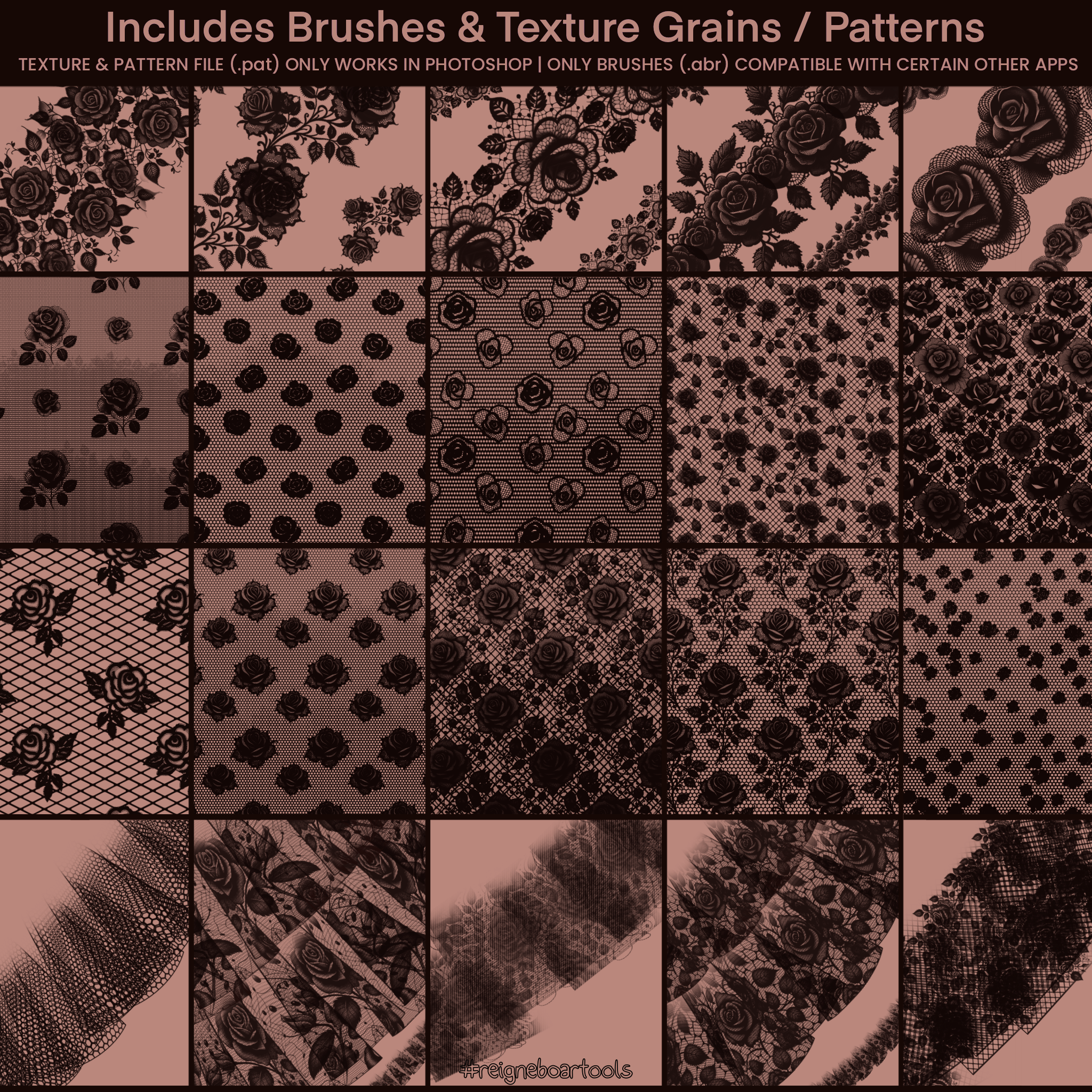 Lace & Mesh Brushes #3  ၴႅၴ ⁠Photoshop, +