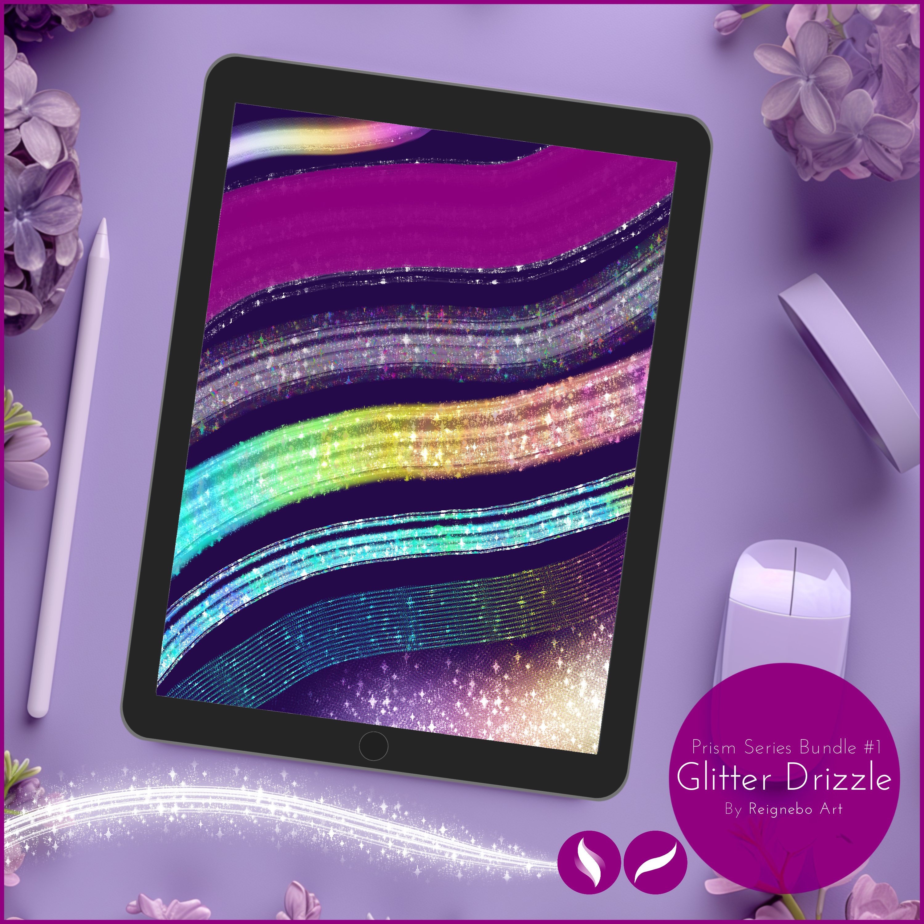 Glitter Chalk & Unique Original Shimmer Watercolor Brushes! • Procreate