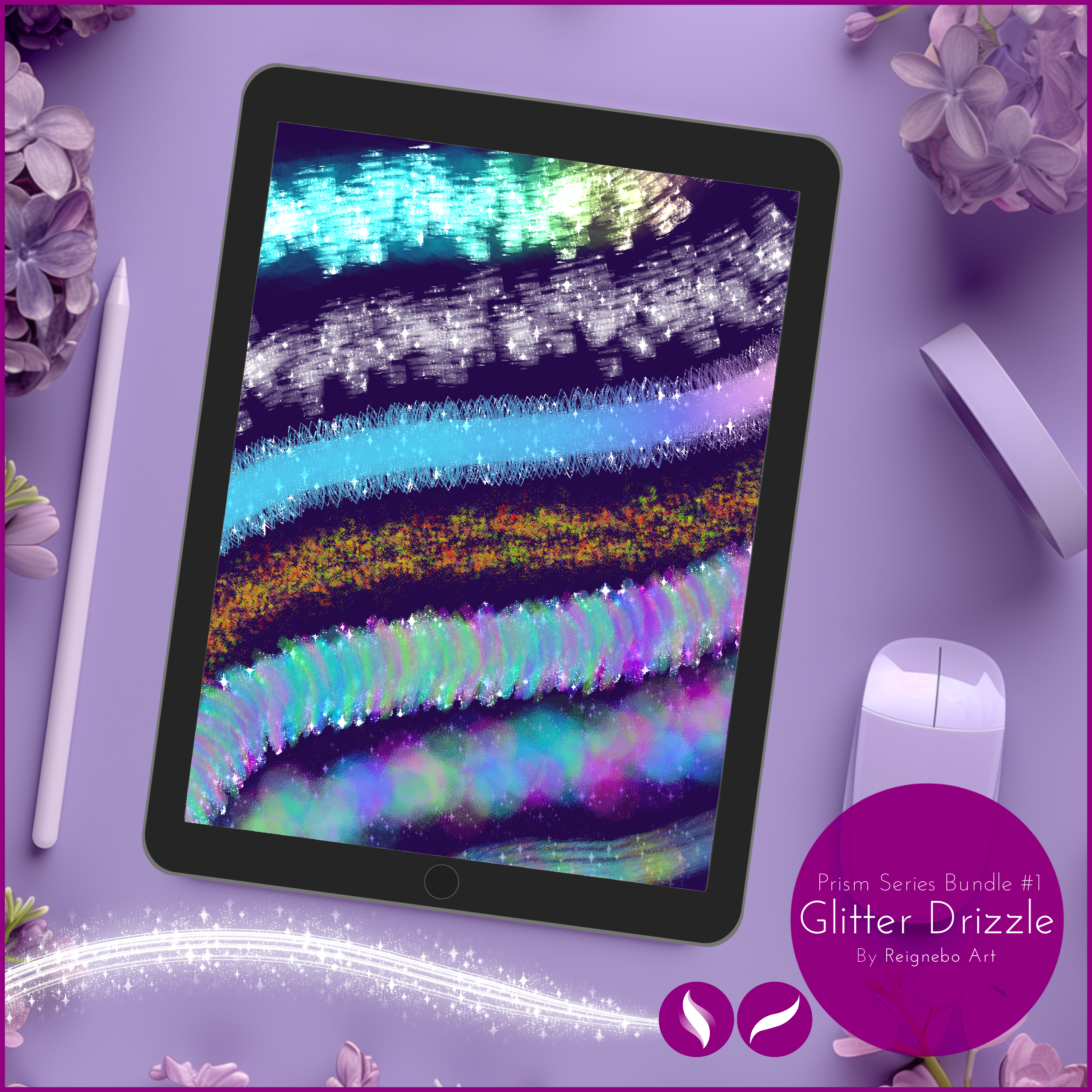 Glitter Chalk & Unique Original Shimmer Watercolor Brushes! • Procreate