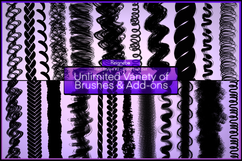 Solid Hair Brushes, Braids, Curls, Locs & Coils • Procreate