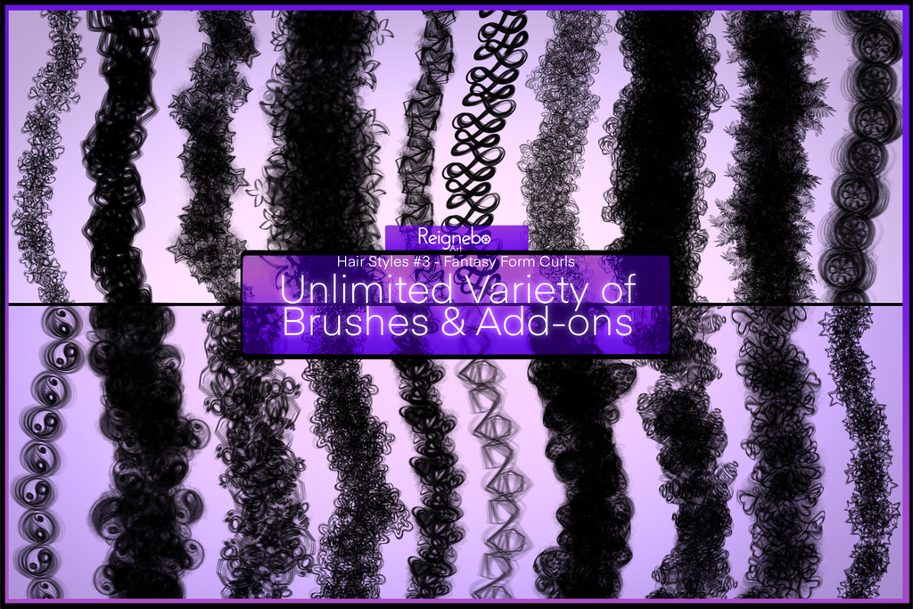 Fantasy Solid Hair Brushes, Braids, Curls, Locs & Coils • Photoshop, +