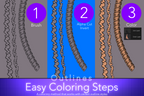 Toon Outline Hair Brushes, Braids, Curls, Locs & Coils • Photoshop, +