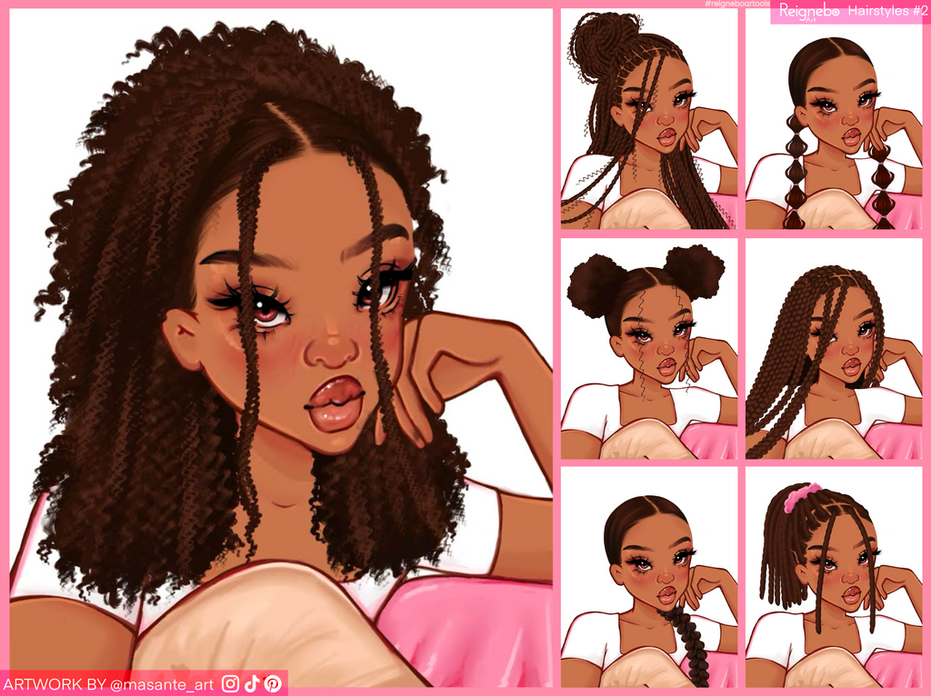Premium Hair Brushes, Braids, Curls, Locs & Coils and More • Clip Studio Paint