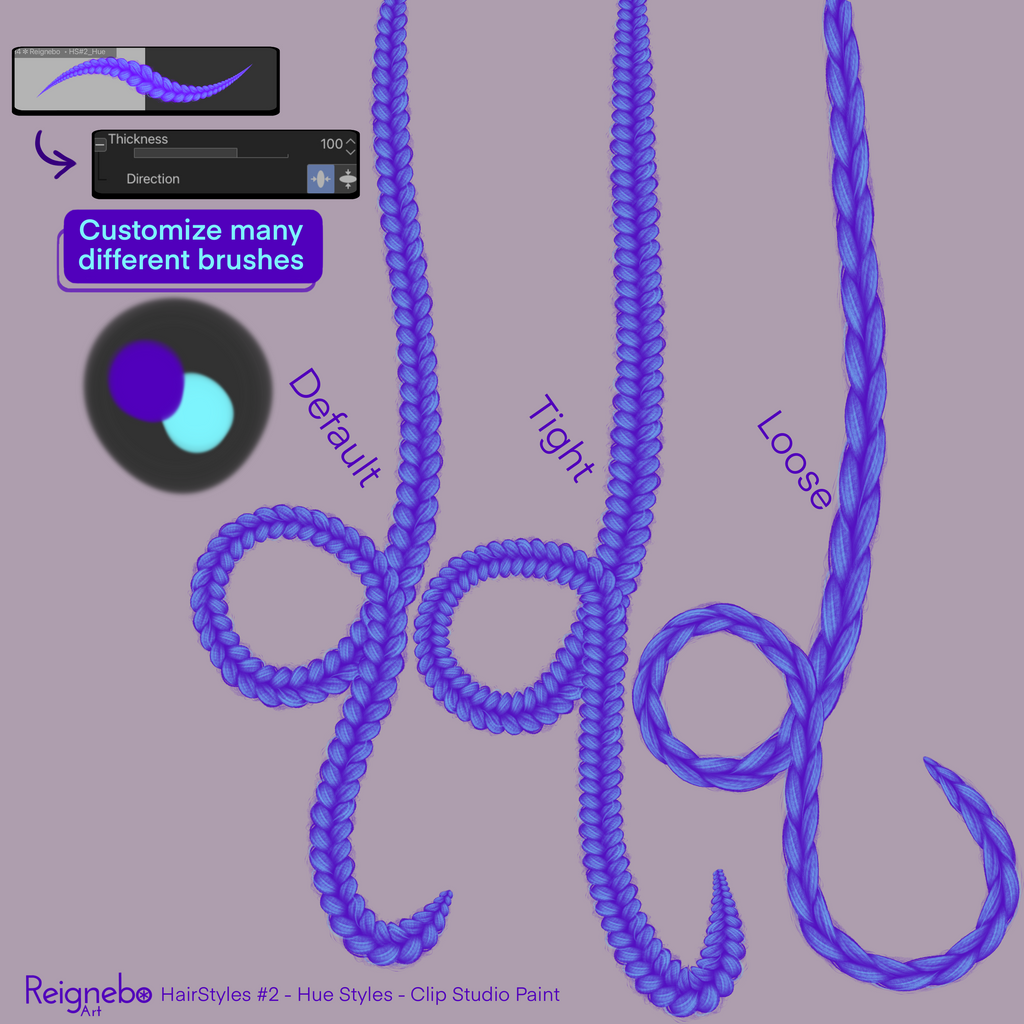 Rendered Hair Brushes, Braids, Curls, Locs & Coils • Clip Studio Paint