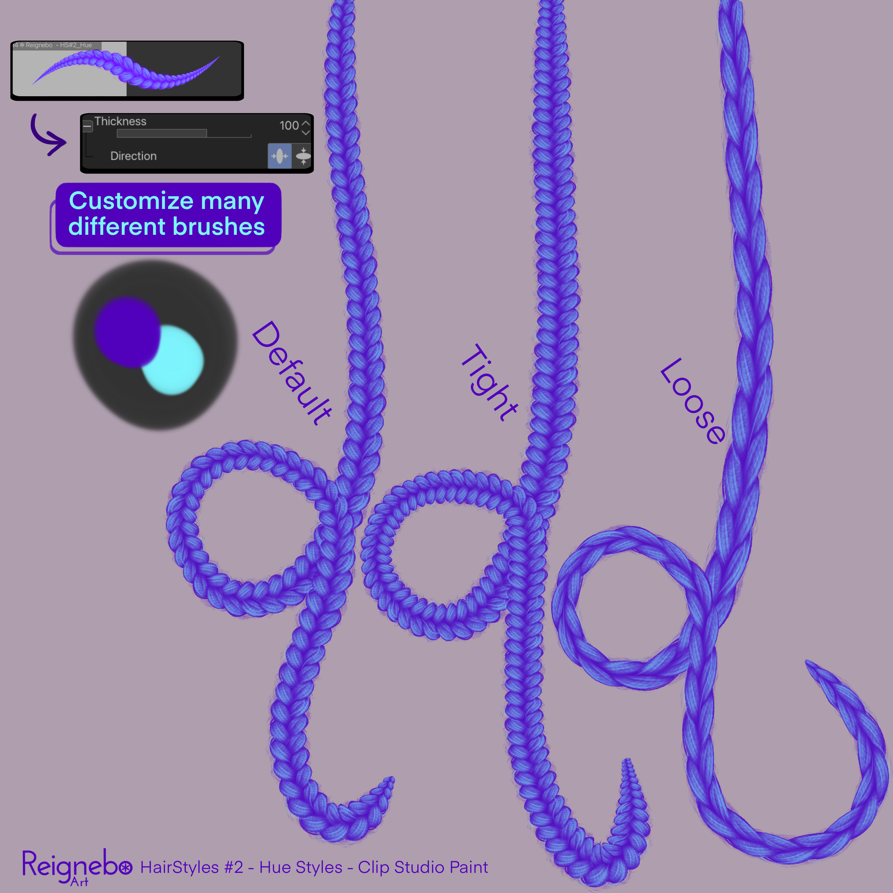 Rendered Hair Brushes, Braids, Curls, Locs & Coils • Clip Studio Paint