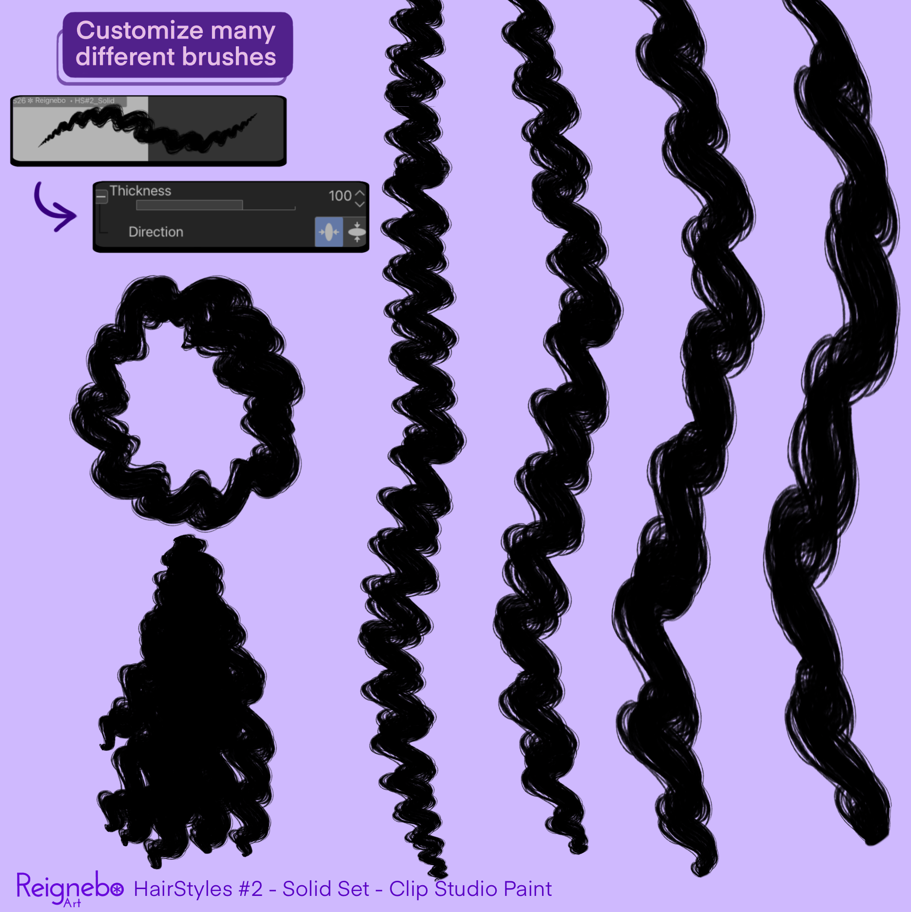 Solid Hair Brushes, Braids, Curls, Locs & Coils • Clip Studio Paint