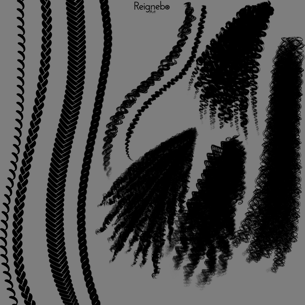 Solid Hair Brushes, Braids, Curls, Locs & Coils • Procreate