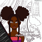 Toon Outline Hair Brushes, Braids, Curls, Locs & Coils • Procreate