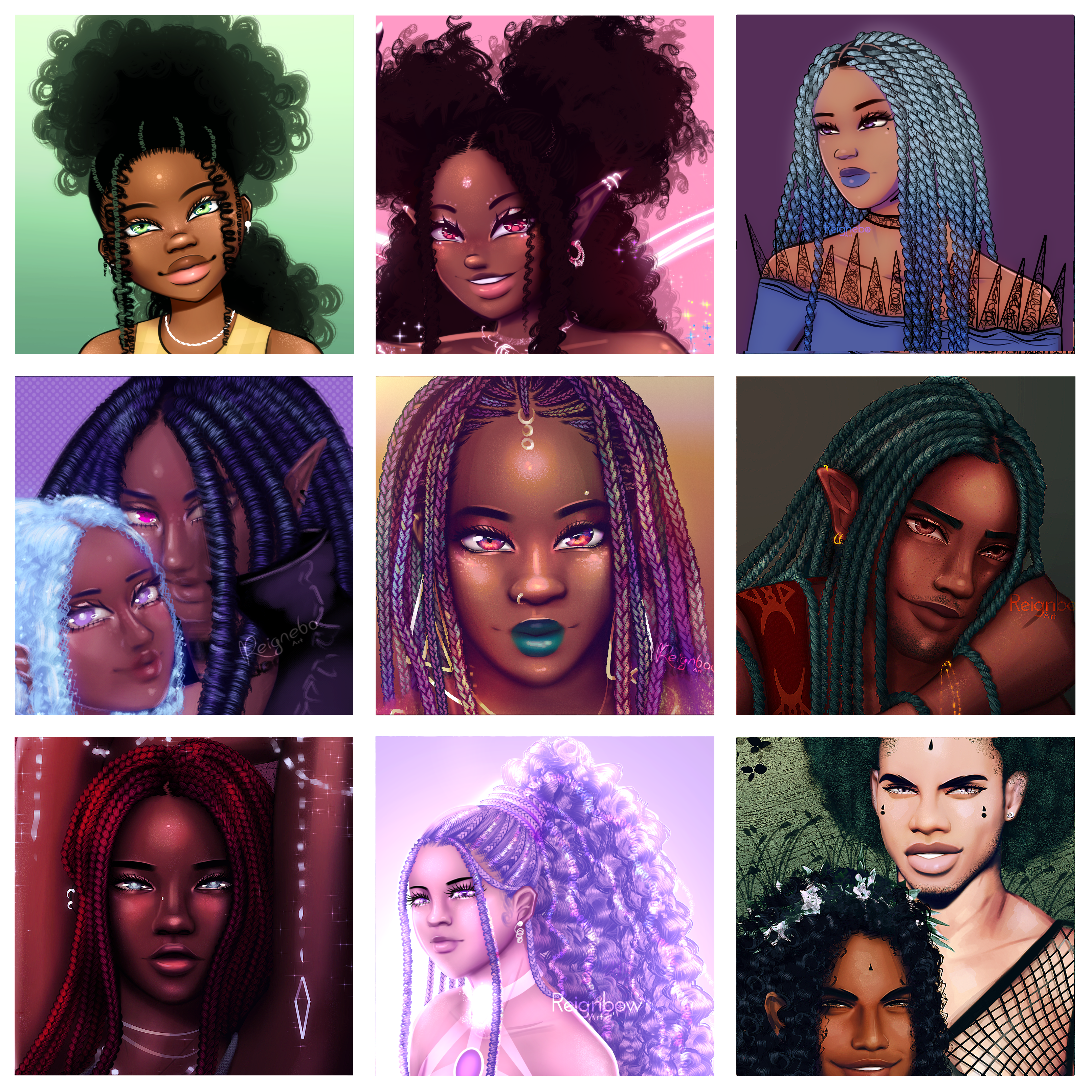 Premium Hair Brushes, Braids, Curls, Locs & Coils and More • Photoshop, +