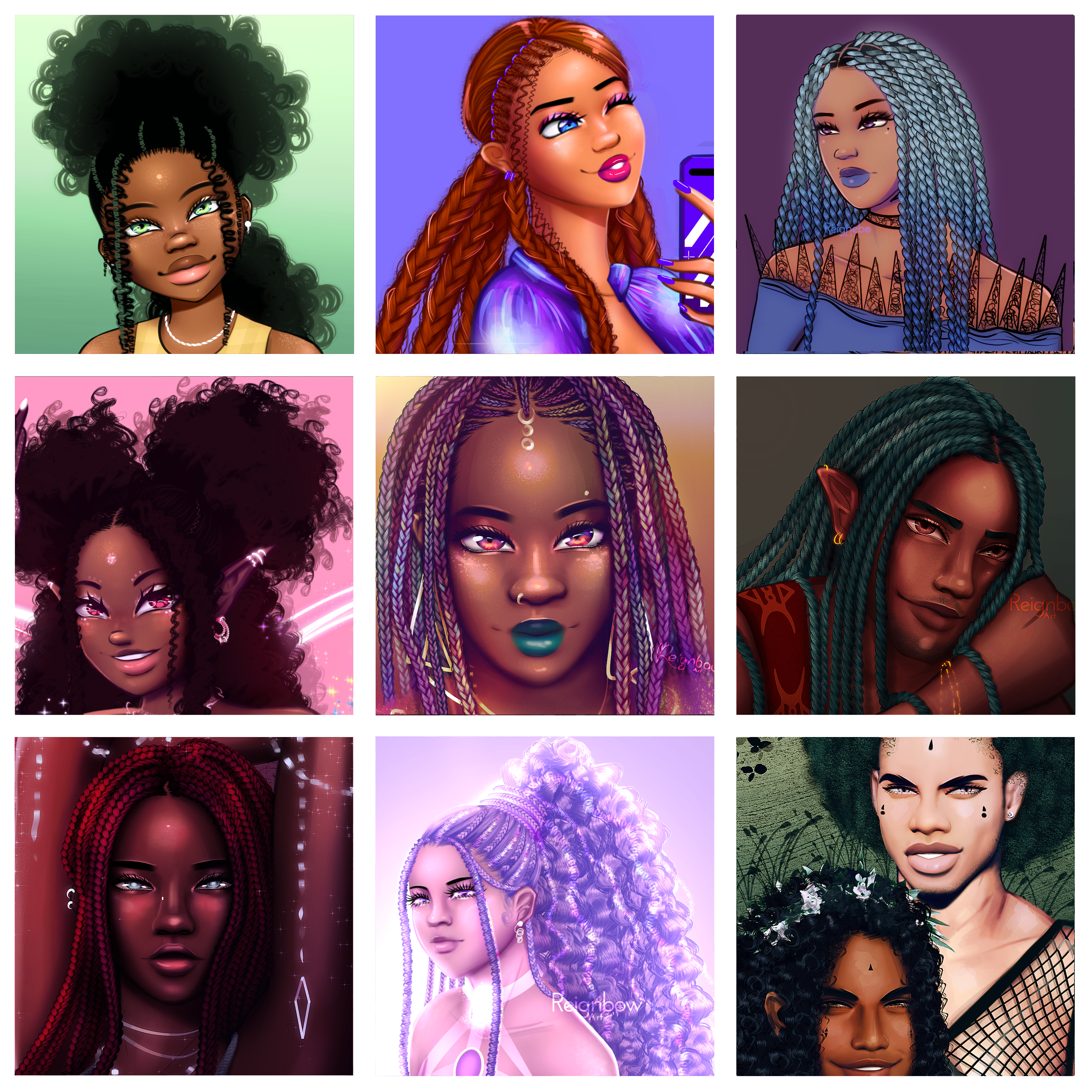 Premium Hair Brushes, Braids, Curls, Locs & Coils and More! • Procreate
