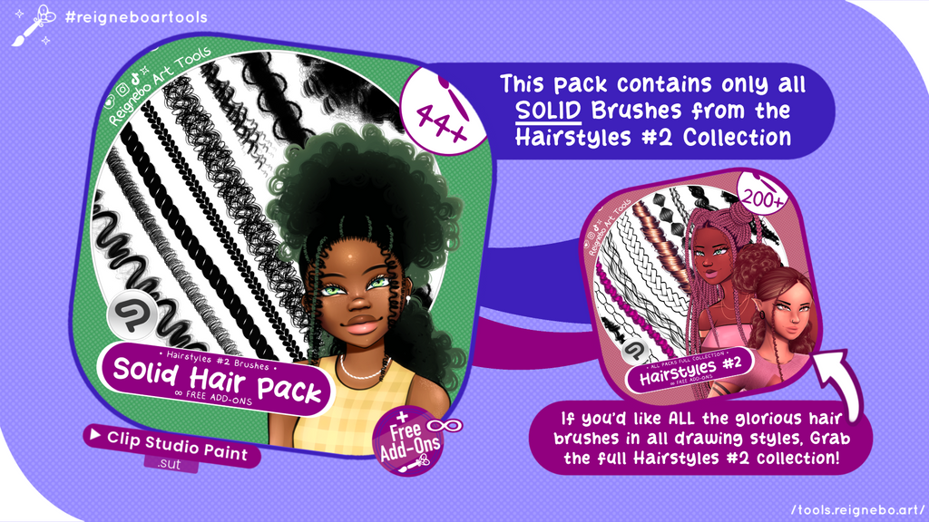Solid Hair Brushes, Braids, Curls, Locs & Coils • Clip Studio Paint