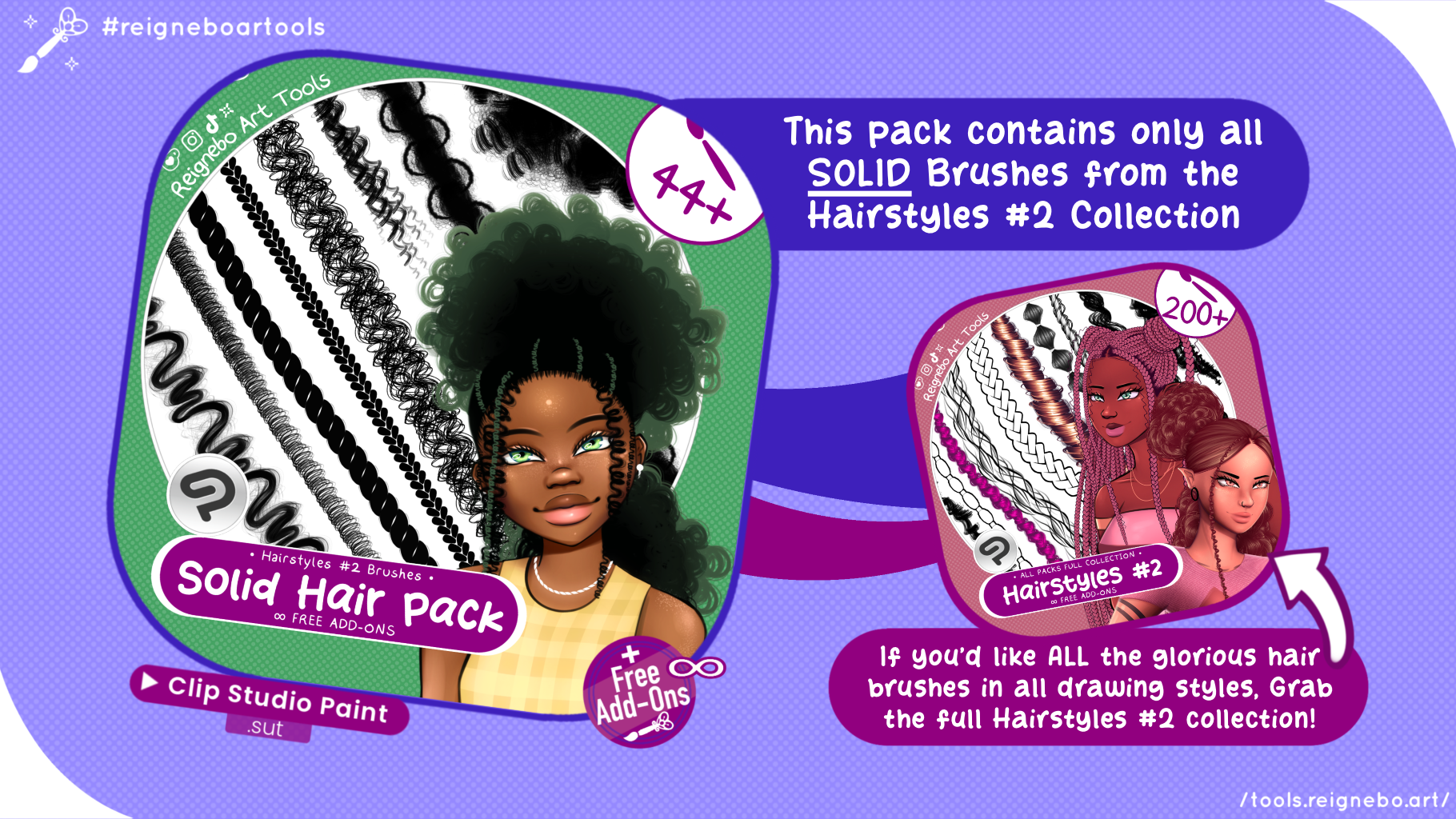 Solid Hair Brushes, Braids, Curls, Locs & Coils • Clip Studio Paint