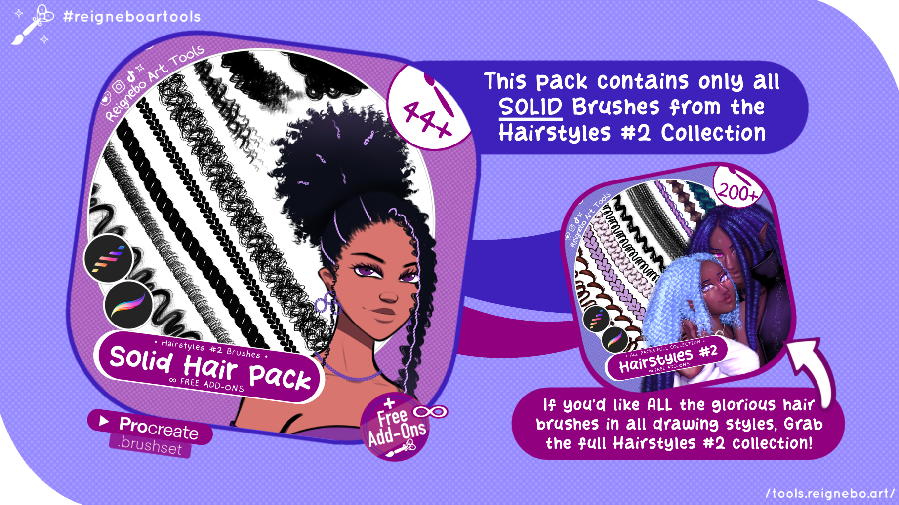 Solid Hair Brushes, Braids, Curls, Locs & Coils • Procreate
