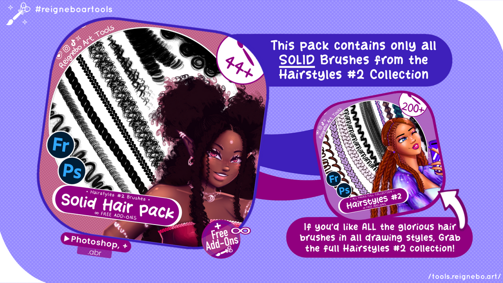 Solid Hair Brushes, Braids, Curls, Locs & Coils • Photoshop, +