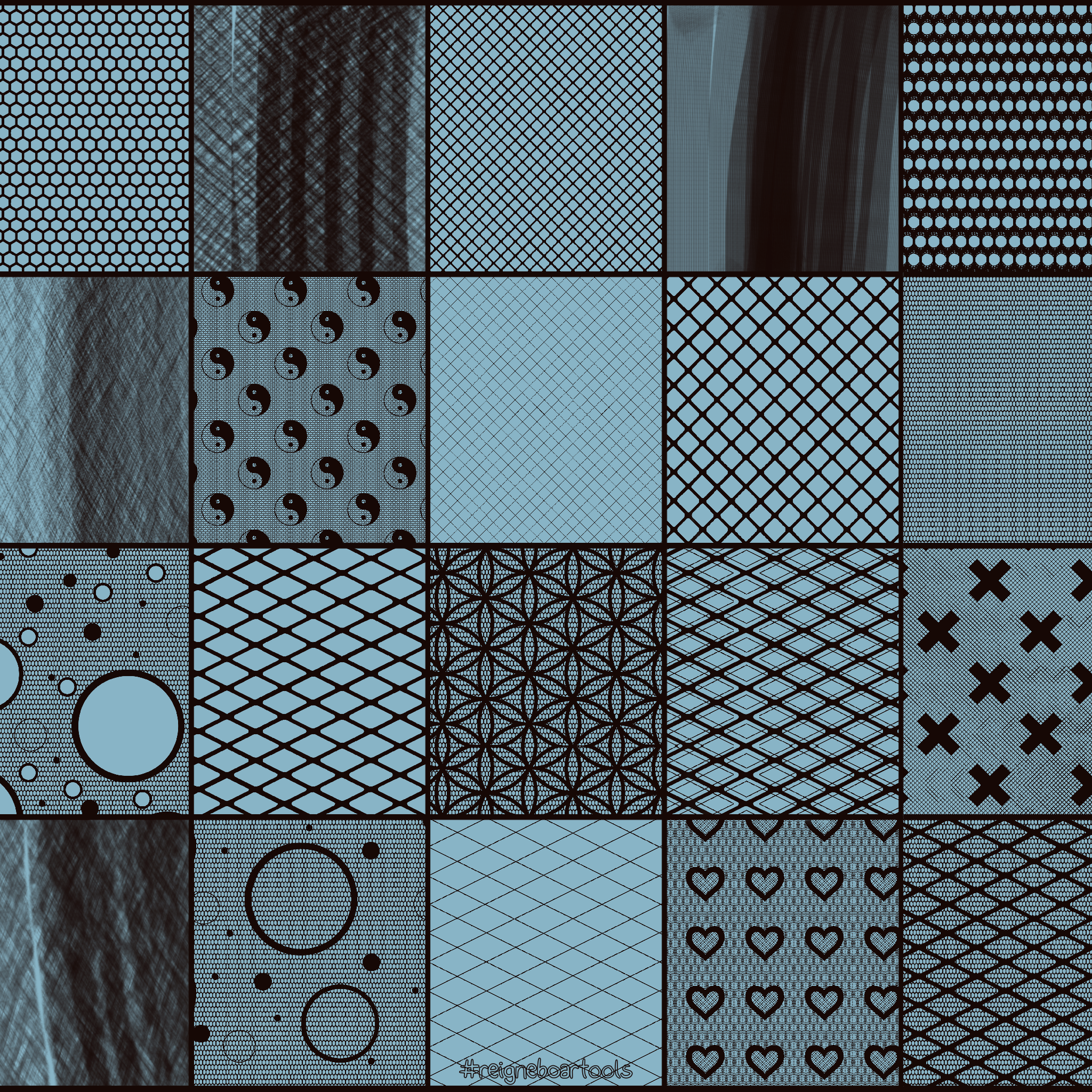 Grid of standard lace texture brush stroke samples for Infinite Painter, Lace & Mesh #1 set