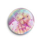 Fan Art: Angelic Peach Holographic Badge Pin
